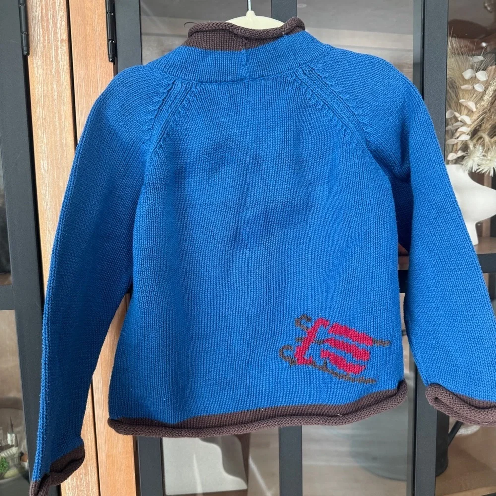 Vintage L.L. Bean roll neck intarsia knit Saint Bernard dog puppy toddler boy